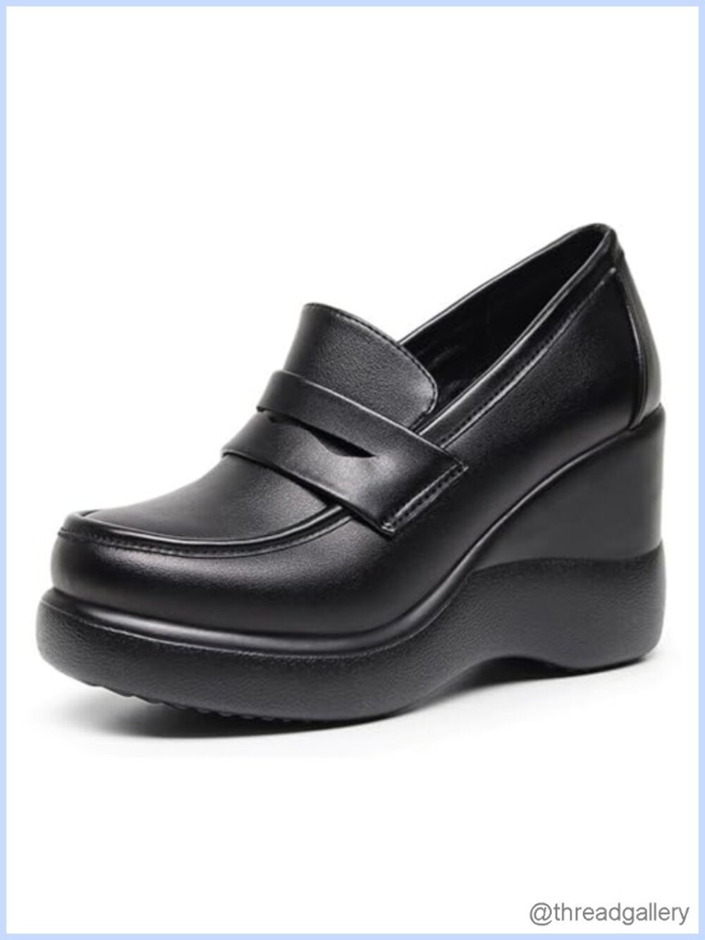 Women's Faux Leather Platform Wedge Loafers Slip On Comfort Work Office Shoes